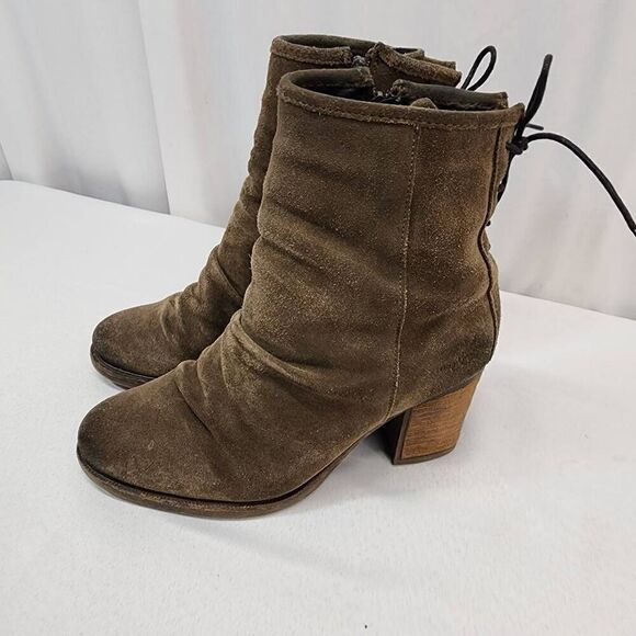BOS. & CO. Size 40 US 9.5-10 Barlow Suede Slouch Lace Up Rear Side Zipper Ankle - Picture 6 of 11